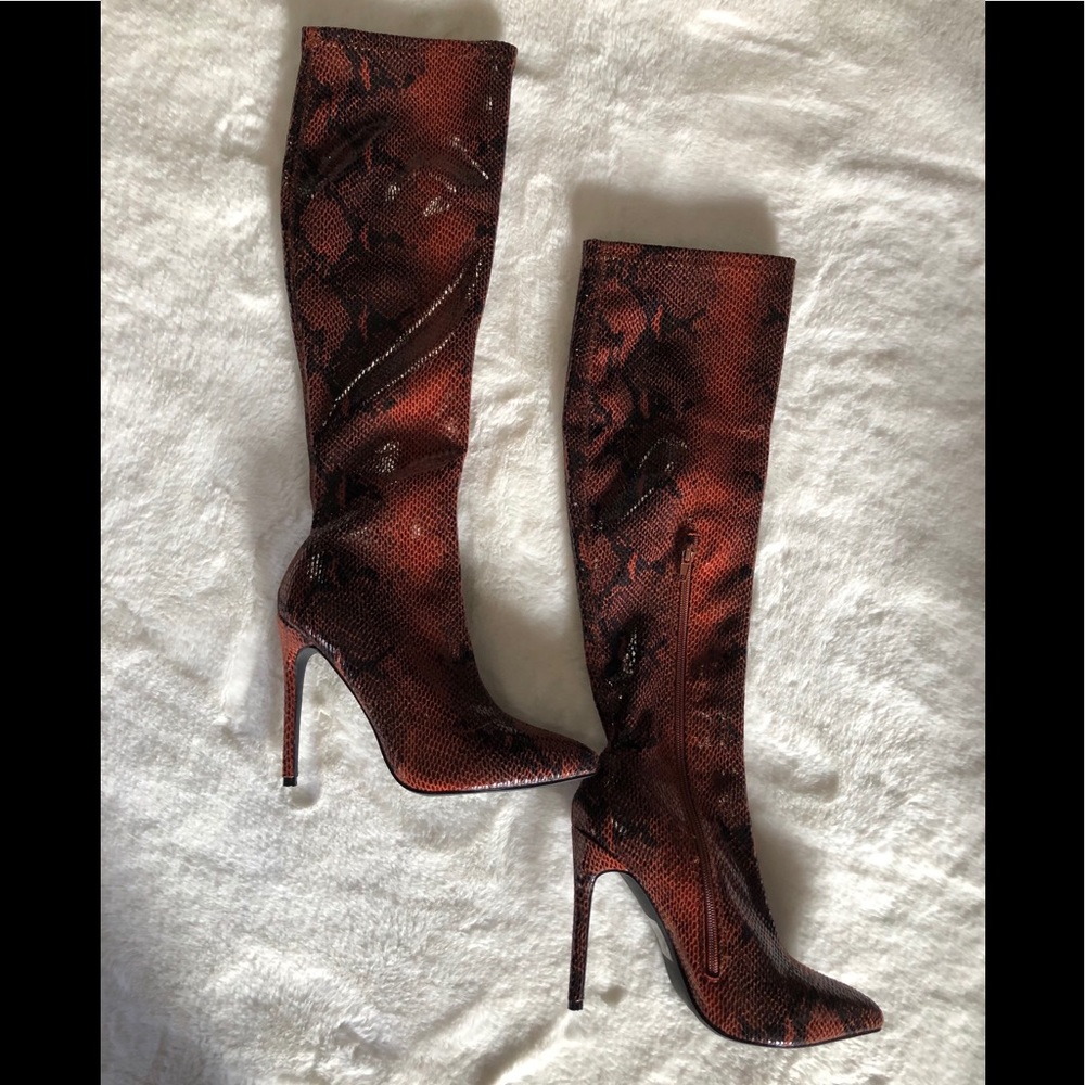 🔥NWT FASHION NOVA Chocolate Snake stiletto Heel - Picture 9 of 13
